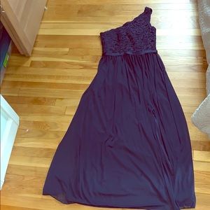 NWOT David’s Bridal Navy one shoulder dress